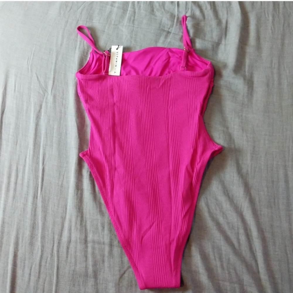 Vitamin A Jenna High Leg One Piece EcoRib Swimsuit Malaia Pink - Picture 5 of 6